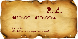 Máté Lóránt névjegykártya